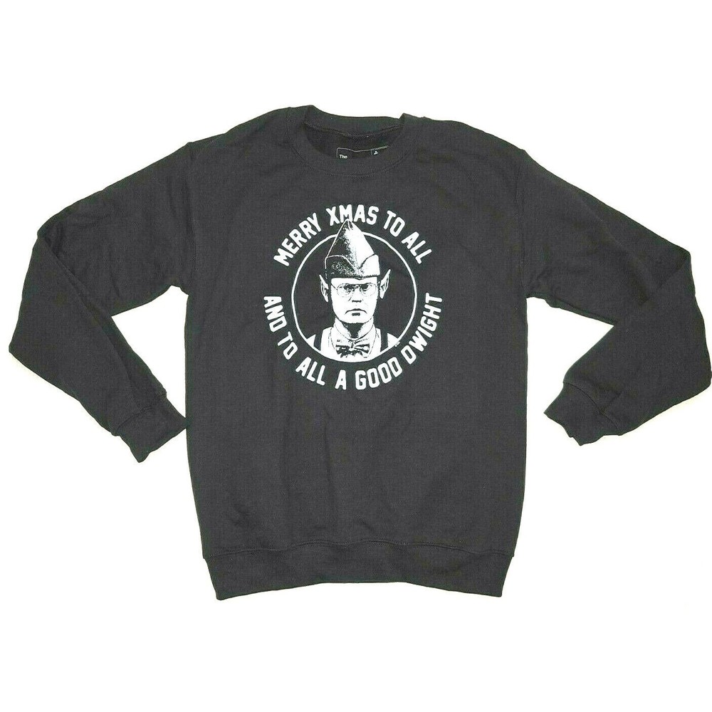 The Office Men's Dwight Schrute Christmas Elf Sweatshirt Black‎ Size Small NWOT